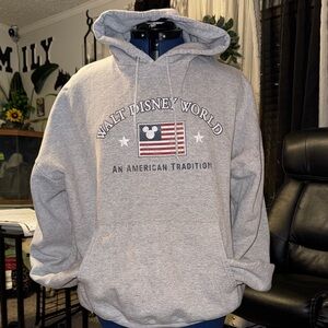 Disney Gray Hoodie with American Flag Design